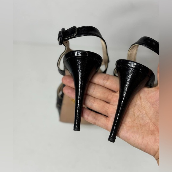 Prada Strappy Open Toe Ankle Buckle Strap Black Platform Heel Size 37.5 - Picture 8 of 12